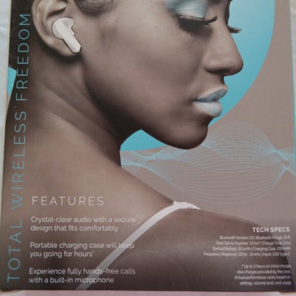 Art + Sound Wireless Pro Earbuds with Charging Case White New (Sealed) 10 Hours - Picture 3 of 3